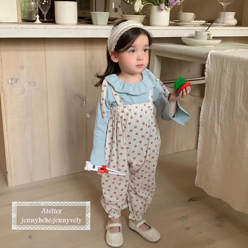 DotWhimsy – Baby Girl Cotton Tee & Printed Jumpsuit Set