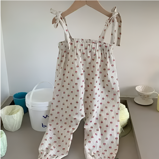 DotWhimsy – Baby Girl Cotton Tee & Printed Jumpsuit Set